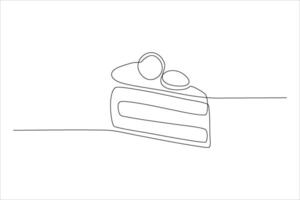 continuous line illustration design of a piece of cake vector