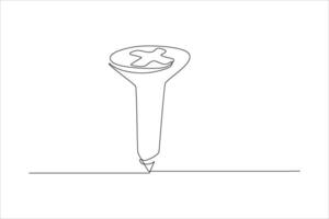 screw continuous line illustration design vector