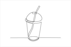 continuous line illustration design of beverage bottle vector