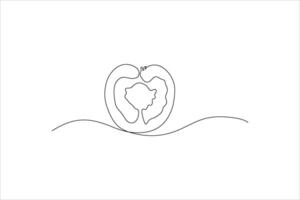 Pritomato slice continuous line illustration design vector