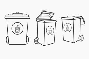 three garbage cans with different designs vector