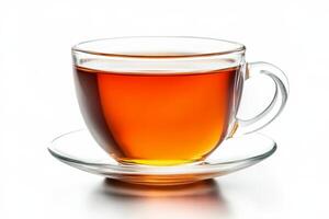 Glass Cup of Black Tea with Loose Leaves photo