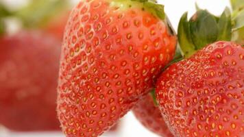 Strawberries rotating. Close up. Loop video