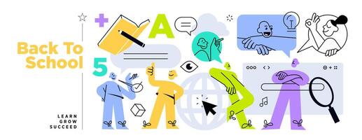Back to school web banner vector