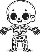 Child skeleton standing with both hands on either side vector