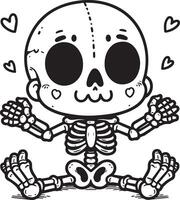 Child skeleton sitting on the ground vector