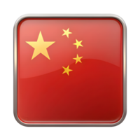 3D China Flag Icon with Shadow for Design Projects png