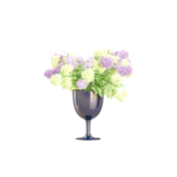 3d rendering of Hydrangea flowers plants in pots isolated on Canvas png