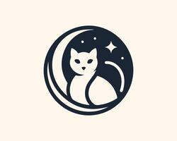 a cat sitting on the moon with stars in the background vector