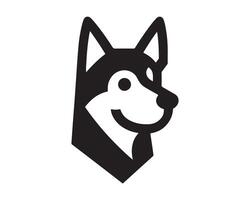 a black and white dog head icon on a white background vector