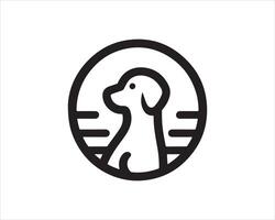 a dog is sitting in a circle with a line drawing of it vector