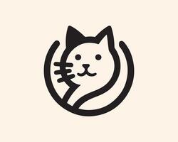 a cat logo with a black outline vector