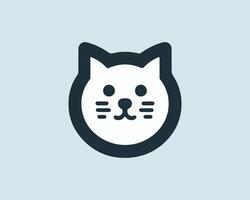 a cat's face icon on a light blue background vector