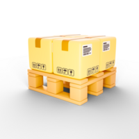 Boxes stacked on top of pallets, 3D icon with logistics transportation concept png