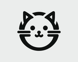 a cat's face is shown in a simple line style vector