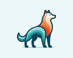 a colorful dog with a wave pattern on it vector