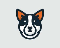 a dog head with orange ears and a black and white color scheme vector