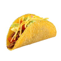 A Hard Shell Taco with Tomatoes, Cheese and Avocado, Transparent Background png