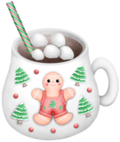 aguarela fofa mão desenhado branco Natal caneca com açúcar. ilustração com festivo feriado Projeto para acolhedor arte png