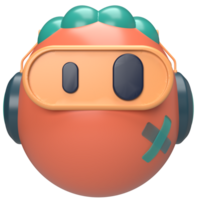 3D character cyberpunk front view png