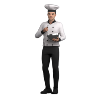 Male Gourmet Chef 3D. A male chef is mixing the dough in a large bowl. Professional png