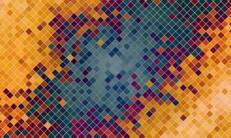 Digital pixel explosion. Abstract virtual cyber space data flow. dark orange square. vector