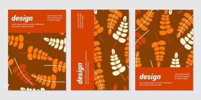 three vertical banners with leaves and orange vector