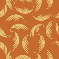 a pattern of palm leaves on an orange background vector