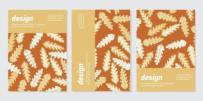 three vertical banners with leaves and wheat vector