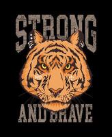 Illustration of a stylish tiger with tattoos and piercings. Art composition with text for prints on t-shirts, posters, etc. vector