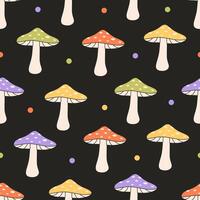 Fly agaric mushroom seamless pattern. Texture for banners, wallpapers, textiles, wrapping paper vector