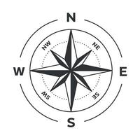 Compass background wind rose isolated realistic design, illustration on white background vector