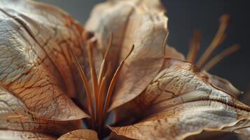 Dried lily flower pattern which has withered or lacks water botanical background photo