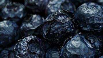 Healthy dried blueberry organic fruit closeup rustic texture view dehydration photo