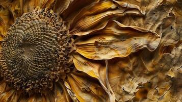 Dried sunflower pattern which has withered or lacks water botanical background photo