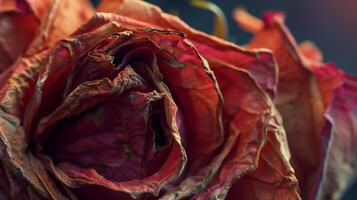 Dried red rose flower pattern which has withered or lacks water botanical background photo