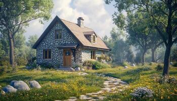 Cottage cozy house wooden lodge old traditional architecture comfortable photo