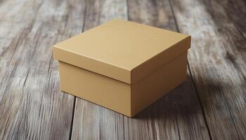 blank brown carton cardboard delivery package mockup container square photo