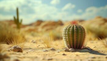 Shape number 1 made from cactus plant textured in desert background photo