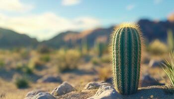 Shape number 1 made from cactus plant textured in desert background photo