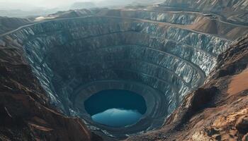 Open pit copper hole mineral from aerial photo resource mining activity