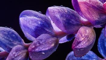 Wisteria flower extreme closeup macro photo detail foliage petal surface