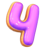 4 Number 3D Render png