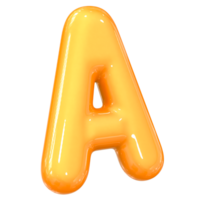 Yellow A Font 3D Render png