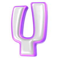 Font Y Purple And White 3D Rendering png