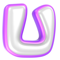 u Purple And White Font 3D Rendering png