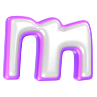 m Purple And White Font 3D Rendering png