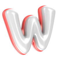 W Font Red And White 3D Rendering png