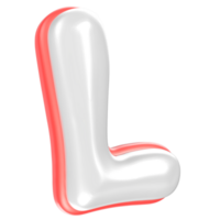 L Font Red And White 3D Rendering png