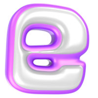 e Purple And White Font 3D Rendering png